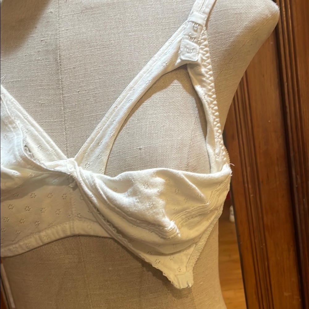 Vintage Love Pats White nursing bra cotton adjust easy open breast-feeding 36D - Picture 12 of 12